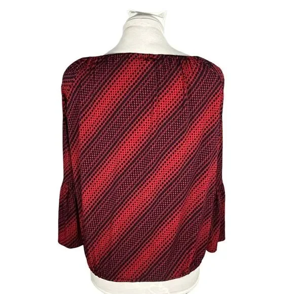 Michael Michael Kors red with navy blue polka dot peasant style blouse Size S - Picture 4 of 13